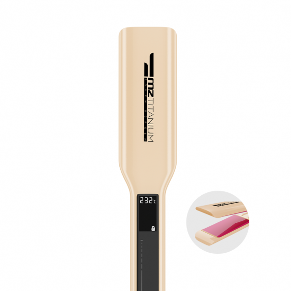 Утюжок MZ Titanium капучино, розовые пластины, глянец